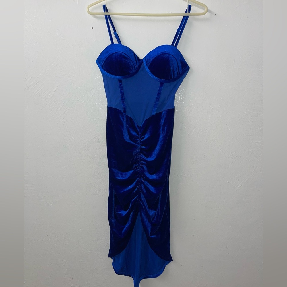SHEIN SXY ruched asymmetrical hem velvet dress